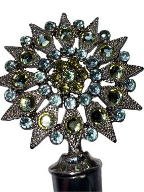 Joanna Buchanan Star Wine Bottle Stopper Crystal Rhinestone Yellow Green Gold
